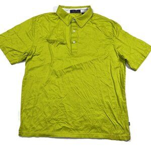 Alan‎ Flusser Polo Shirt Mens Large Short Sleeve Golf Green Yellow